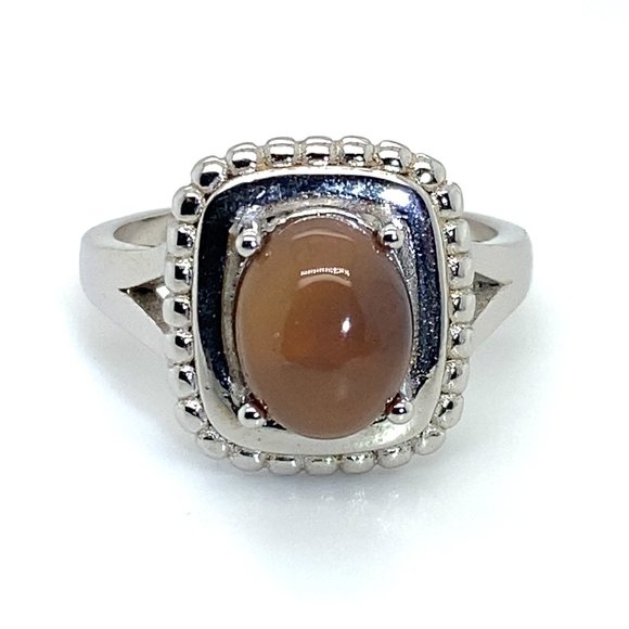 Chocolate Opal Platinum Solid Silver Ring